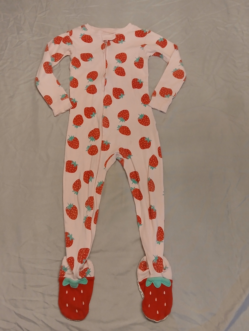 CARTER'S Pink Strawberry Print One-Piece Pajamas - Size 4T